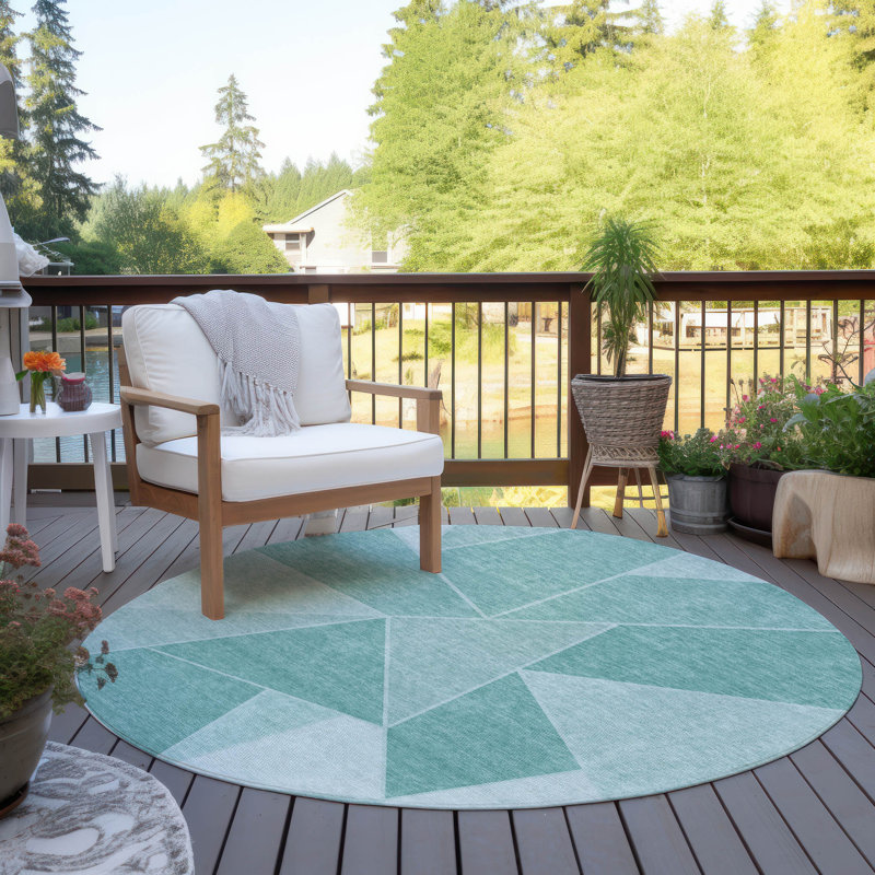 Kinslee Geometric Indoor / Outdoor Rug, Round 8'