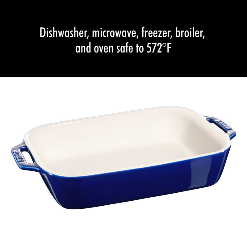 Staub Ceramic 2-piece Rectangular Baking Dish Set, Dark Blue