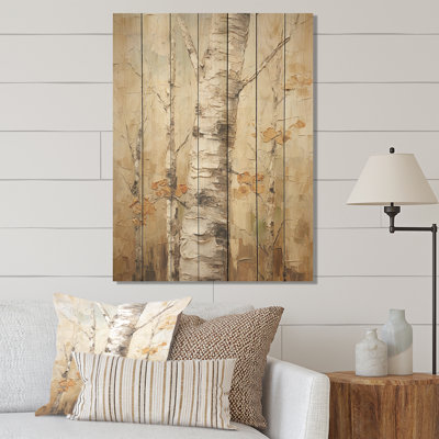 Beige Tree American Basswood II - Tree On Wood Print
