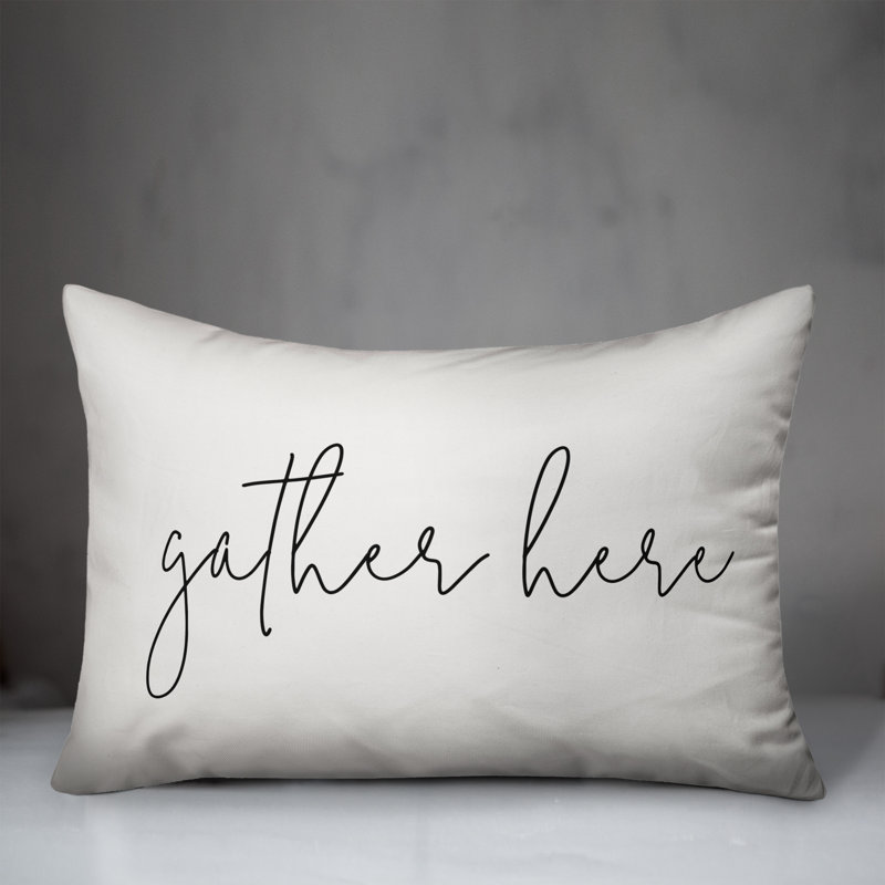  Housse et insert de coussin rectangulaire d'extérieur mince Gather Here, Blanc cassé / noir