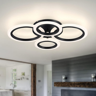 Christain 4-Light Black Modern Integrated LED Flush Mount Ceiling Light