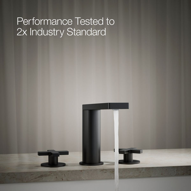 Composed Deck-Mount Bath Faucet With Cross Handles, Matte Black