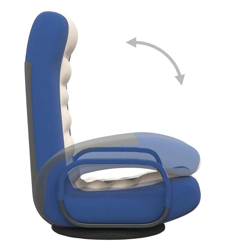 Floor Chair - Blue And Cream Comfortable Gaming Chair With Adjustable Design, 360-Degree Rotation, Easy Storage & Assembly