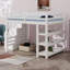 Lit mezzanine avec tablettes, escalier de rangement, petite armoire et lumière DEL-340129207