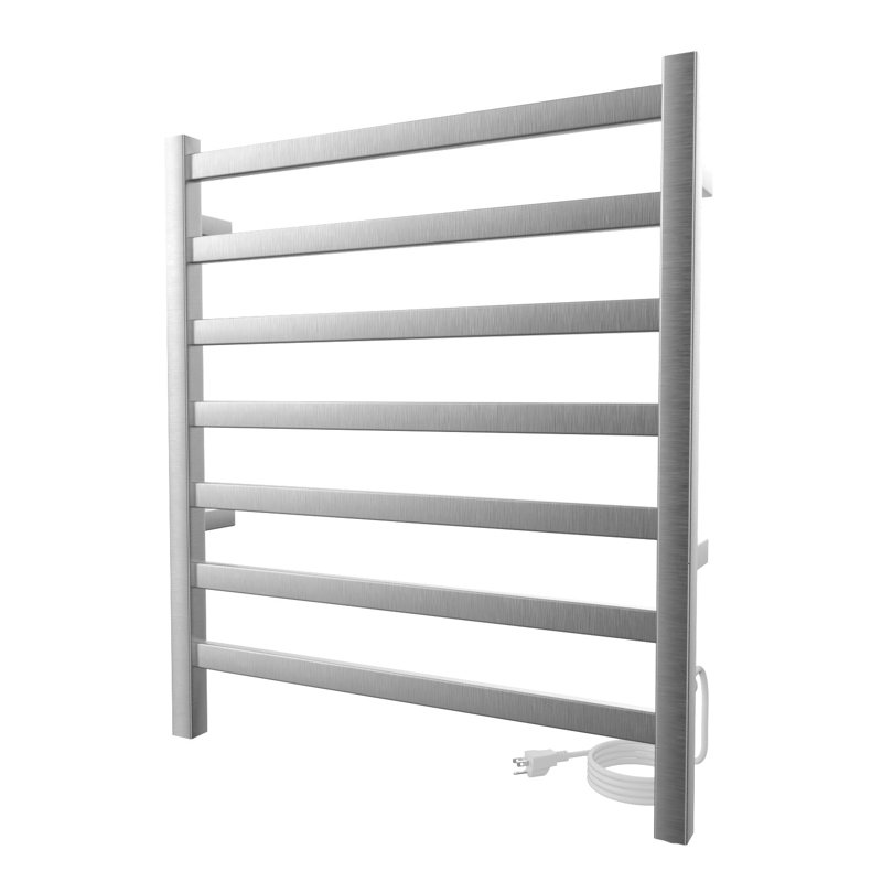 Chauffe-serviettes électrique mural 24 po x 27 po Kontour, Nickel brossé, H 27 po x l 24 po x P 4 po, Électrique à brancher