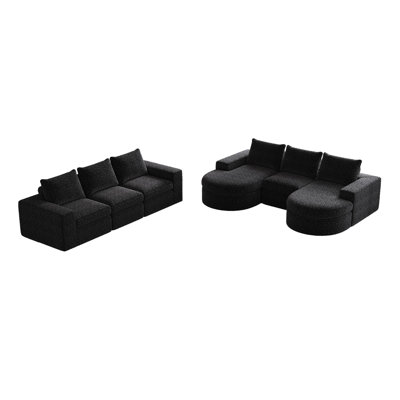 Canapé modulaire en chenille avec méridienne incurvée avec méridienne Chenille