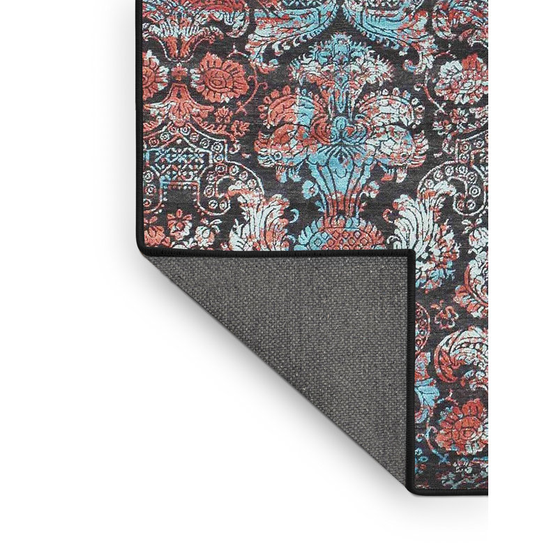 Tapis de zone bleu foncé contemporain, Rectangle 5 pi x 7 pi