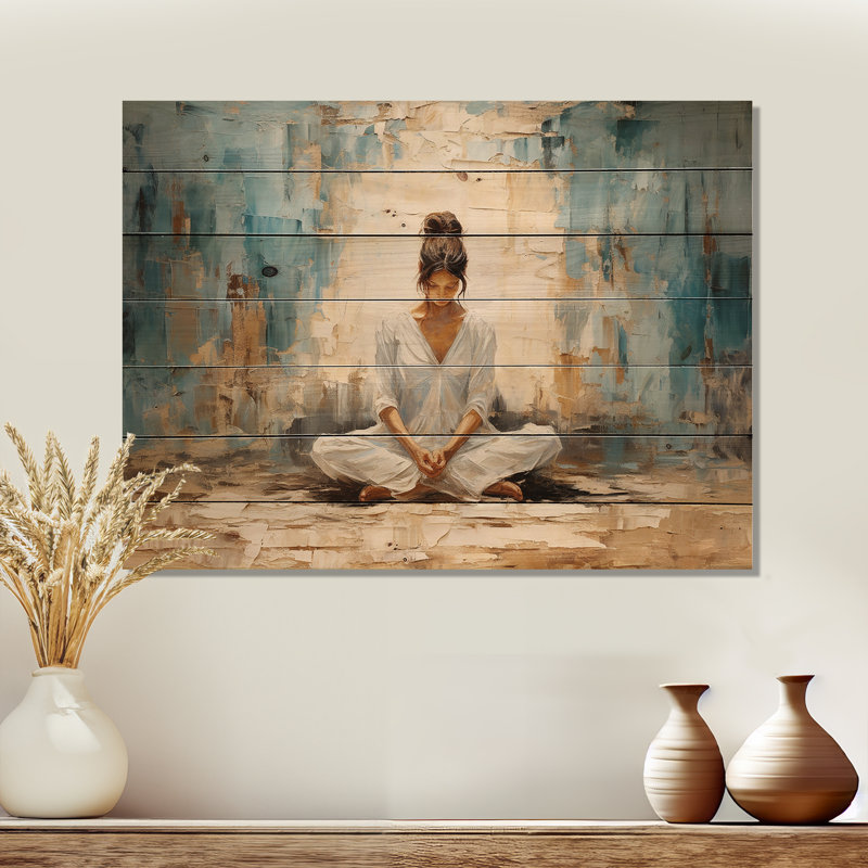 Yoga yoga sérénité sur bois, H 30 po x l 40 po x P 0,78 po