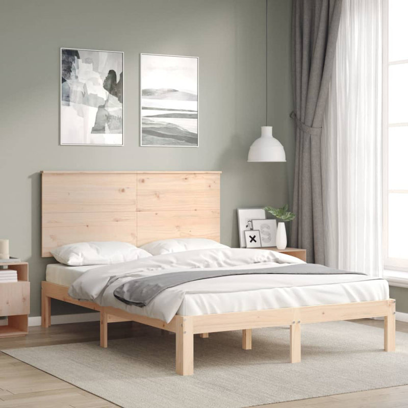 Bed Frame with Headboard, European Double (140 x 200cm), Natural