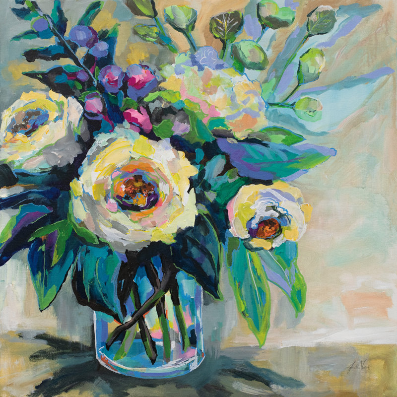 " Delighted " by Jeanette Vertentes, 30" H x 30" W, Black Single Picture Framed, No
