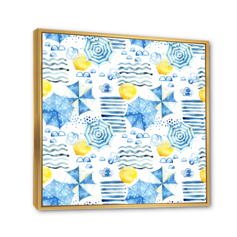 «Holiday Sun with Water Waves Sun And Umbrella I», reproduction d'art sur toile, H 30 po x l 30 po x P 1 po