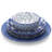  Reflections 16 Piece Assorted Stoneware Double Bowl Dinnerware Set in Blue