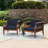 Acacia Solid Wood Outdoor Lounge Chair with Cushions