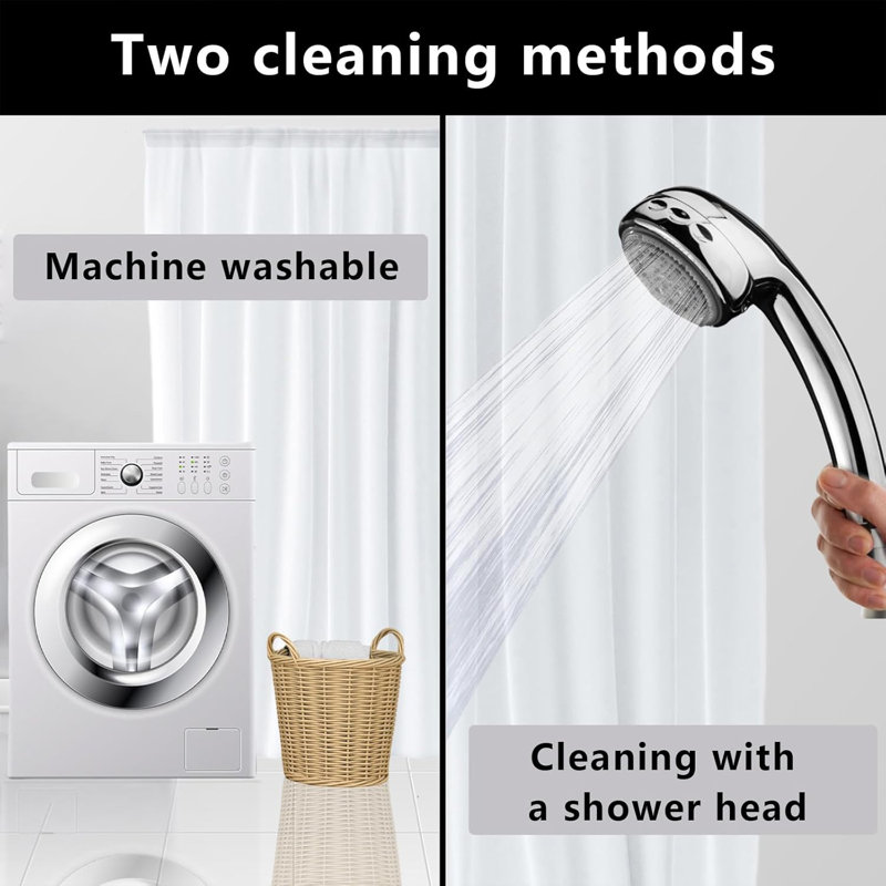 Shower Curtain Polyester Fabric Shower Mould and Mildew Resistant Curtain 180 x 180 cm, Blue 2