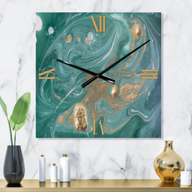 Horloge murale Glam Nature et marbre doré, Très grand