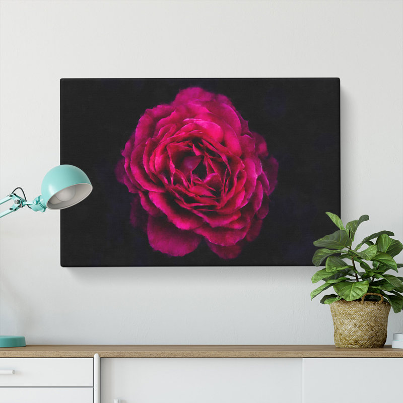 Fuscia Pink Carnation Painting - Wrapped Canvas, 60cm H x 91cm W x 3cm D