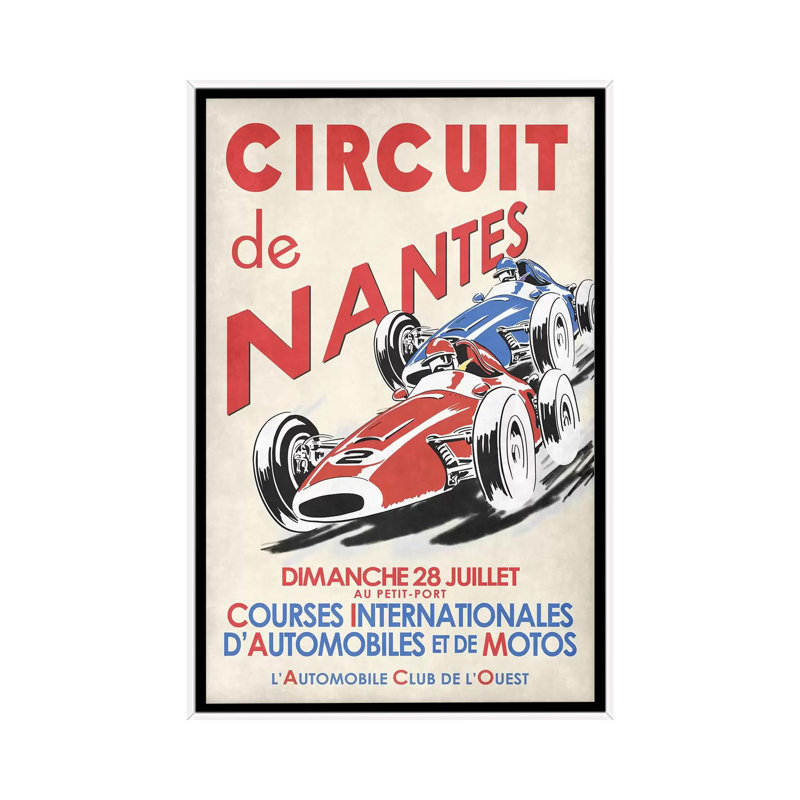 «Circuit de nantes» par Mark Rogan, reproduction d'art graphique, H 40 po x l 26 po x P 1,5 po, Toile blanche encadrée