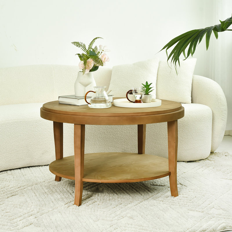 Table basse à 4 pieds avec tablette ouverte, Brun, Brun