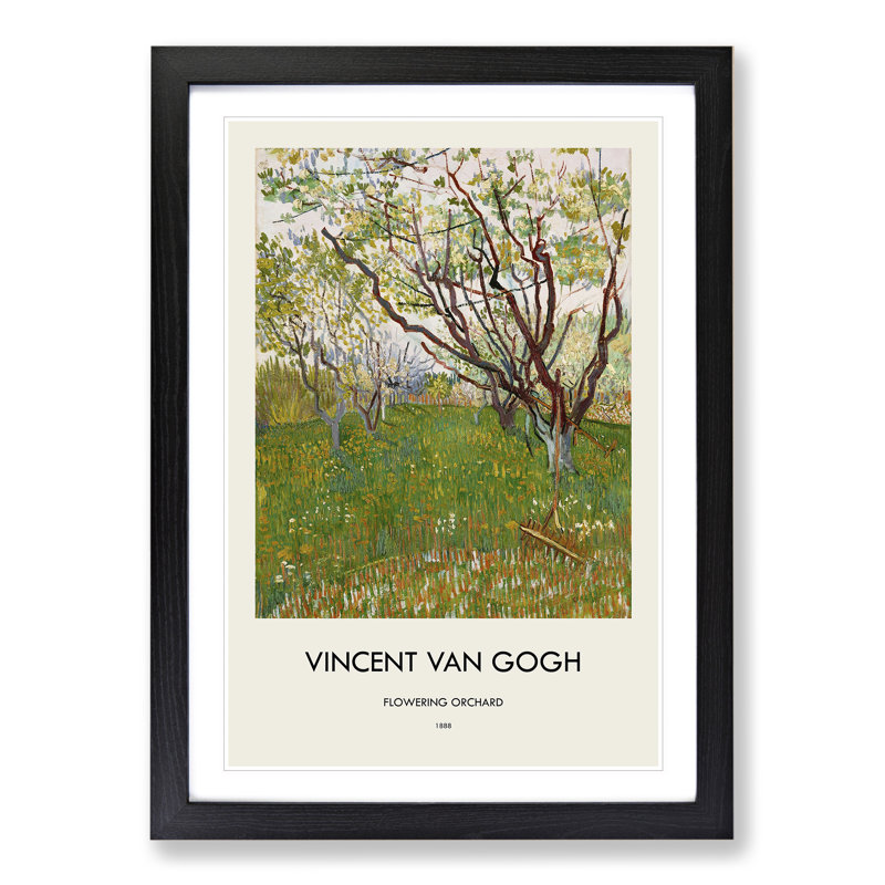 Flowering Orchard by Vincent Van Gogh - Single Picture Frame Print, 48cm H x 36cm W x 2cm D, Black Framed