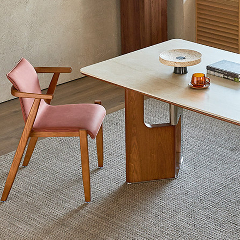 Ensemble de table de salle à manger Beige Rock, H 29,52 po x l 62,99 po x P 35,43 po, 5 pièces: table, 4 chaises