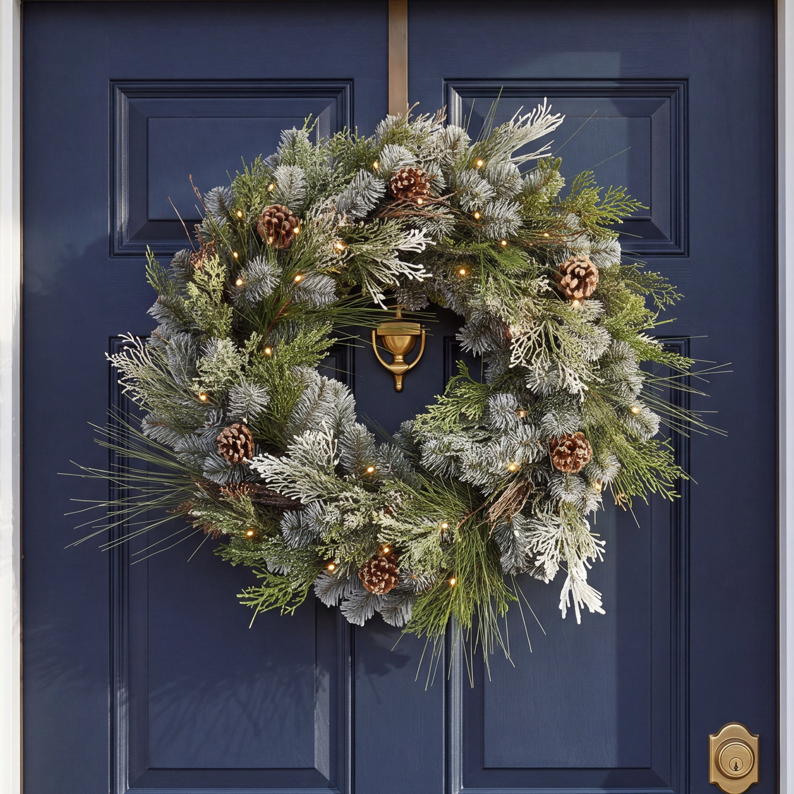24" Frosted Pre-Lit Wreath