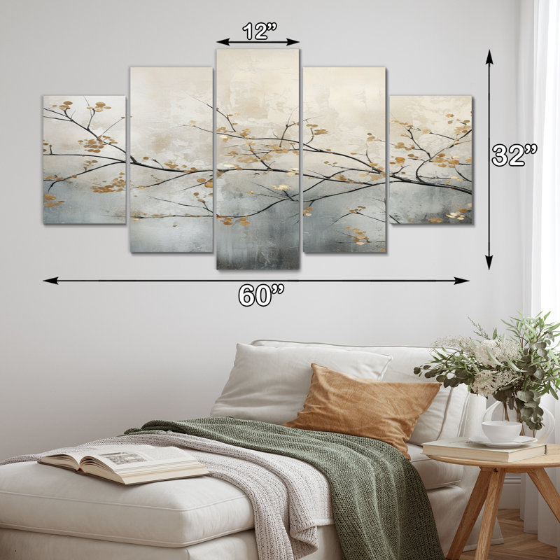 Corda - impression sur toile florale - 5 panneaux