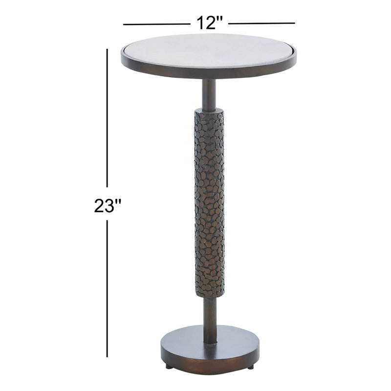 Hammered Martini Table, White/Bronze