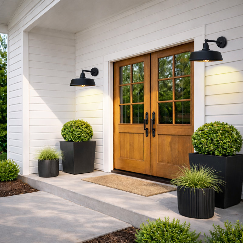 Straight Arm Outdoor Wall Light Set, 9.8" H x 15" W x 20" D
