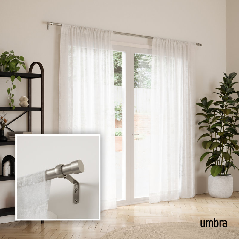Nickel 180" Adjustable Curtain Rod with Finials