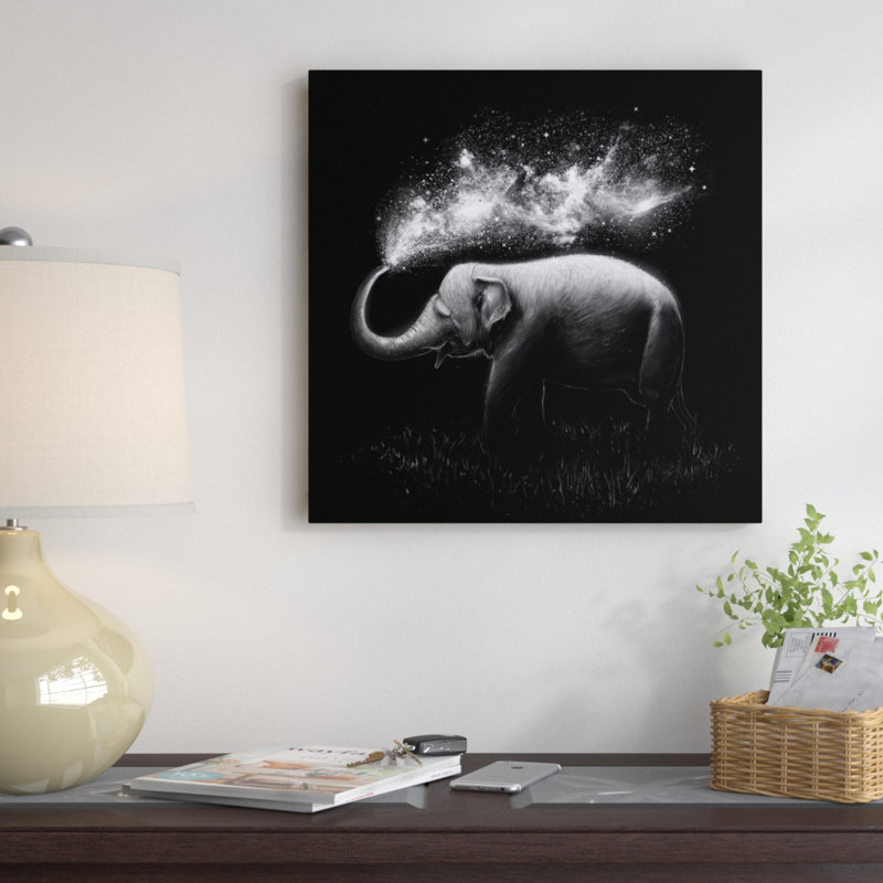 « éléphant splash », impression sur toile tendue, H 37 po x l 37 po x P 1,5 po