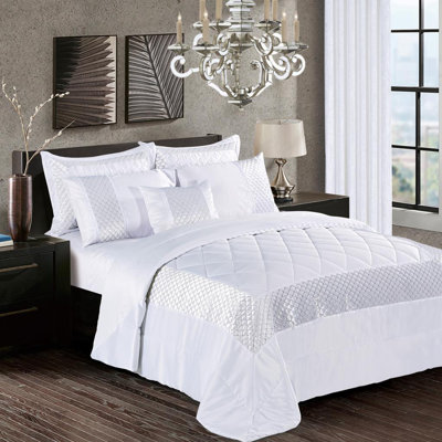 Garrett Polyester Striped Bedspread with Pillowcases Included