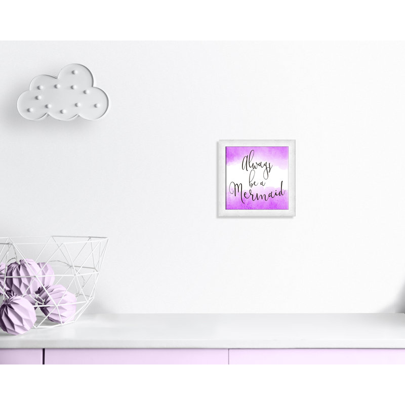 Toujours être un sirène 2, H 14 po x l 14 po x P 0,63 po, Cadre à grain de bois blanc