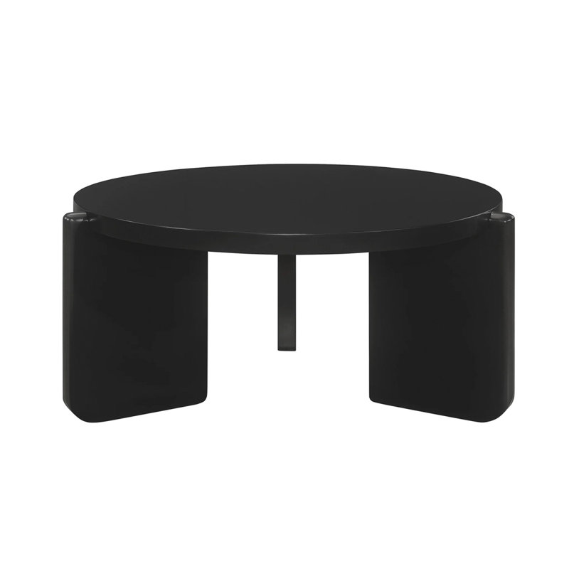 Round Wooden Coffee Table, Black