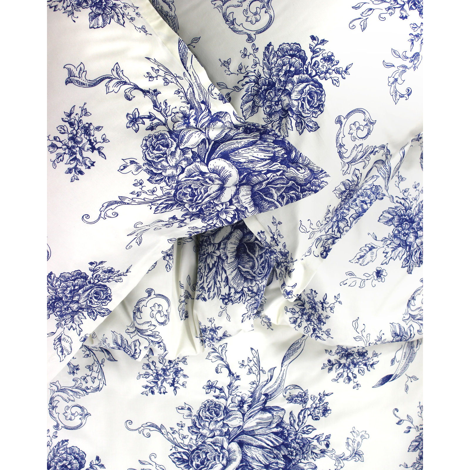 Benedictine Sateen Duvet Cover Set, Full/Queen Duvet Cover + 2 Standard Shams, Navy