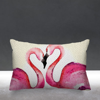 Rouge Flocking Flamingo Outdoor Rectangular Pillow Cover & Insert