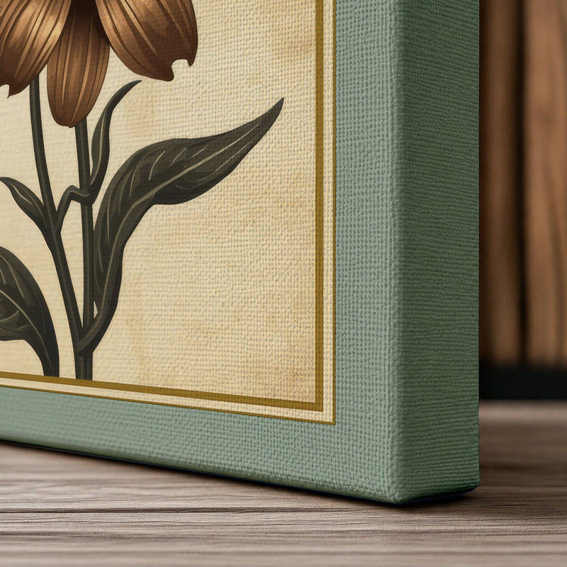 Three Daisy Studies Botanical - Wrapped Canvas, 36x24 - 91.4 x 61.0 cm, Sage Border