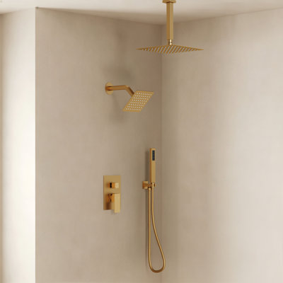 Pressure Balanced 10" Rainfall Shower System, Dual Rain Shower Heads with Rough-In Valve