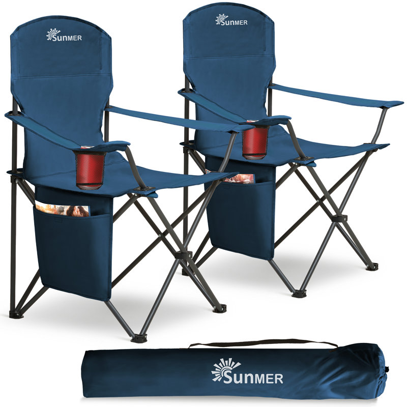 SUNMER Folding Camping Chairs - Extra Wide, Blue