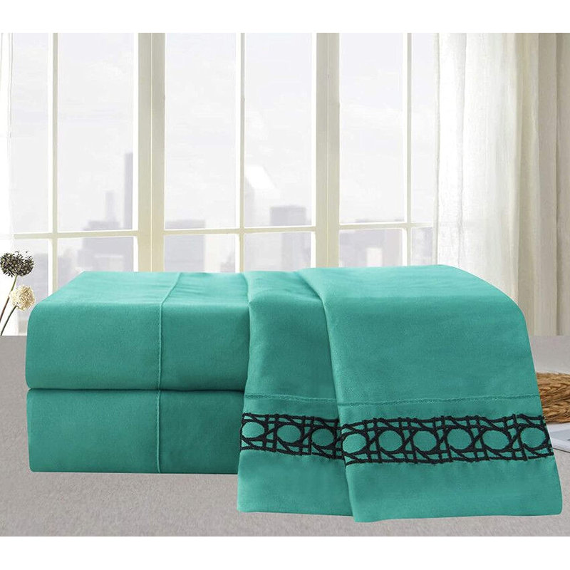Fager Microfiber Percale Sheet Set, Queen, Turquoise