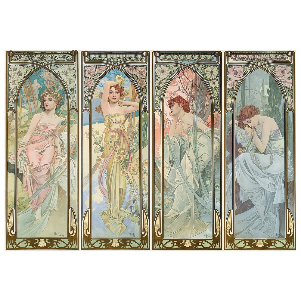 Leinwandbild Die Tageszeiten von Alphonse Mucha