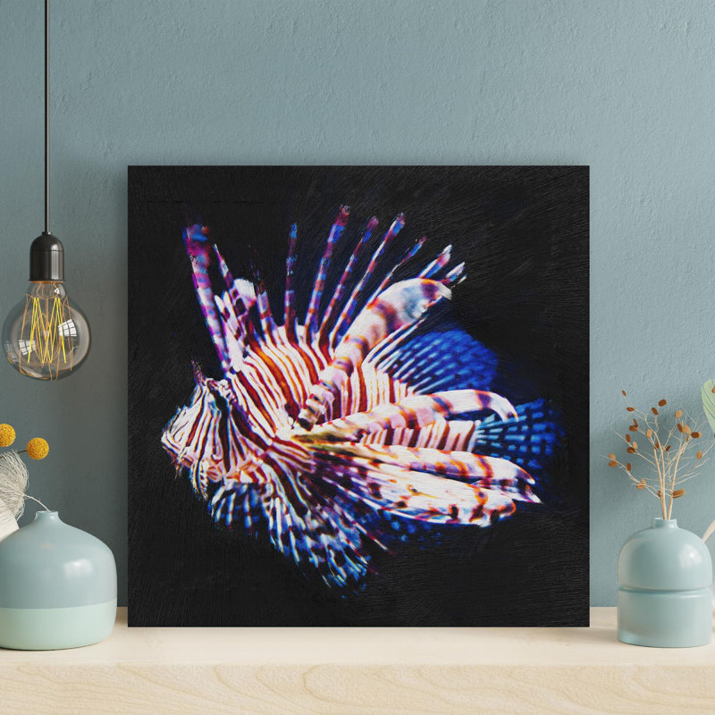 " Multicolored Fish " Painting Print, 12" H x 12" W