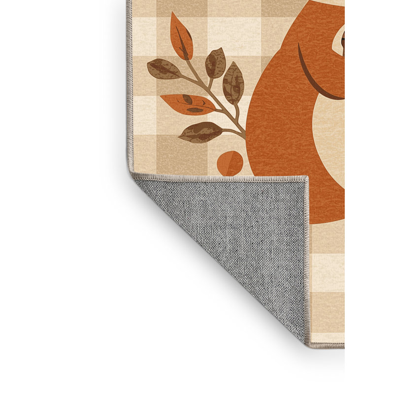 Tapis abstrait moderne et contemporain lavable à la machine Myrtlewood Thanksgiving en beige - reliure beige, 8 x 10