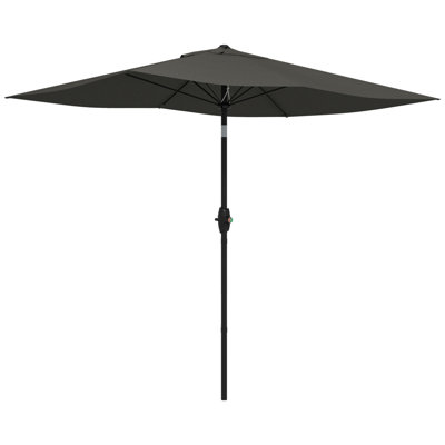 Outsunny 6.5' X 10' Rectangular Market Umbrella, Patio Outdoor Table Umbrella With Crank And Push Button Tilt -  Latitude Run®, 1AB58A03345A4715A96C5EABC5162529