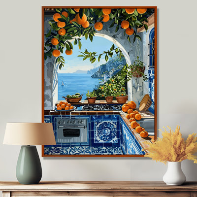 Fenêtre vue de la mer Méditerranée cuisine oranges II - cuisine murale art salon