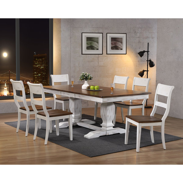 Rosalind Wheeler Paradis 7 - Piece Extendable Solid Wood Dining Set ...