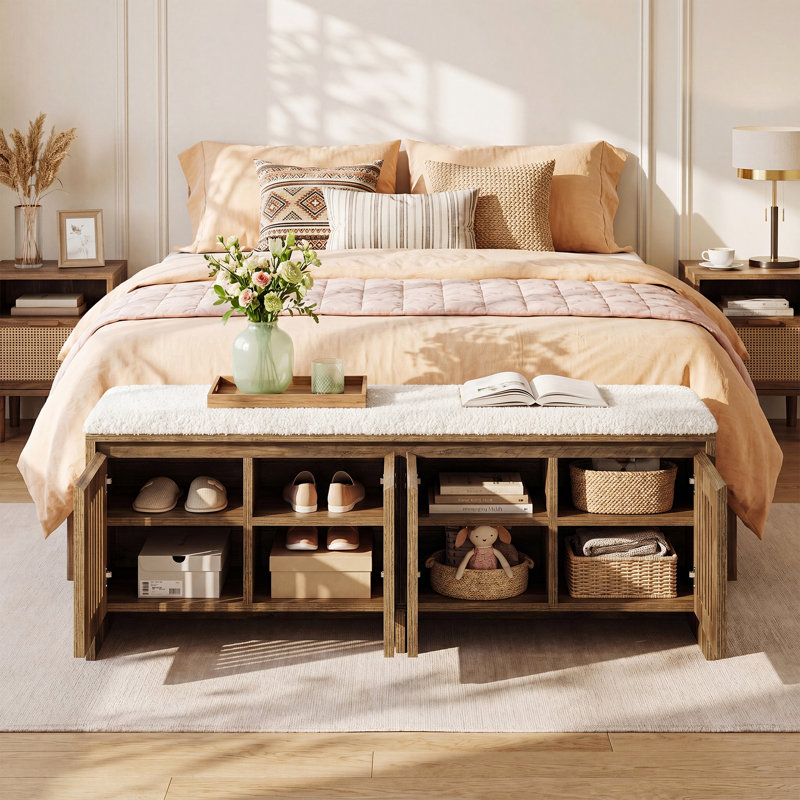 Banc de lit tapissier 55,12 po Farmhouse