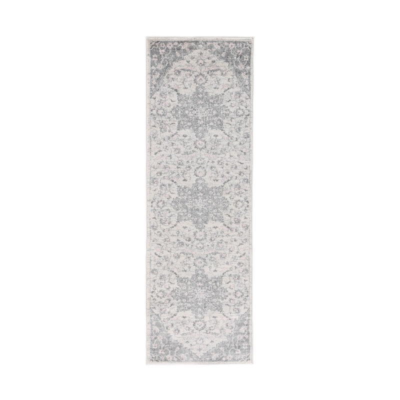 Nieve Traditional Medallion Durable Performance Gray/ Light Pink Area Rug, Runner 2'7" x 8'