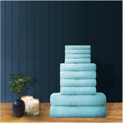 Premium 10-Piece Cotton Towel Bale Set, Soft, Durable & Highly Absorbent – 4 Face, 4 Hand & 2 Bath Towels, Family Pack