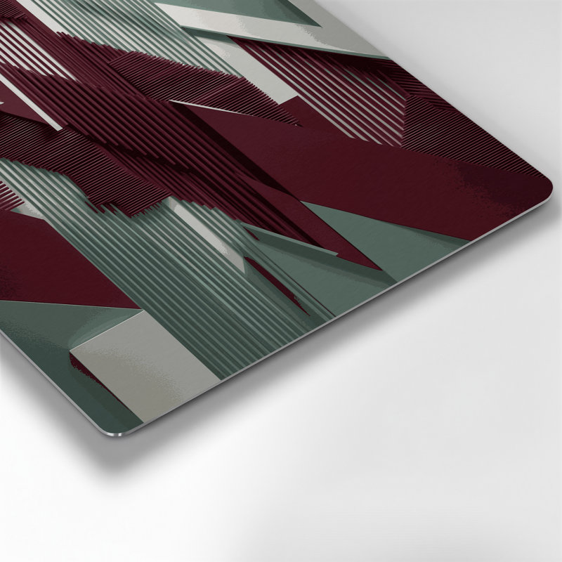«Geometric Abstraction 47», art mural en métal rouge, H 12 po x l 18 po