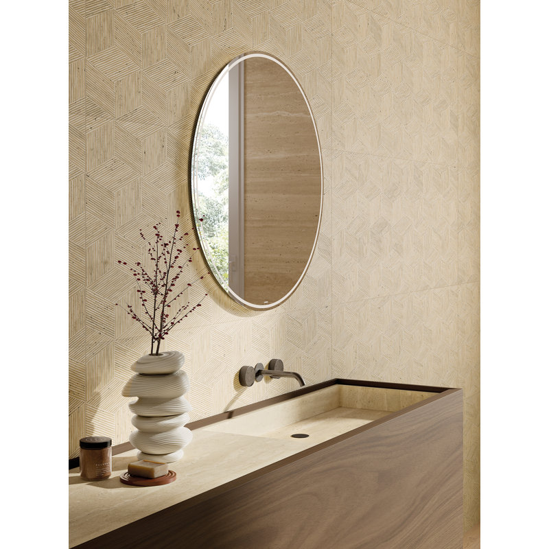 Sensi Roma 24" x 48" Porcelain Patterned Wall & Floor Tile, Cream